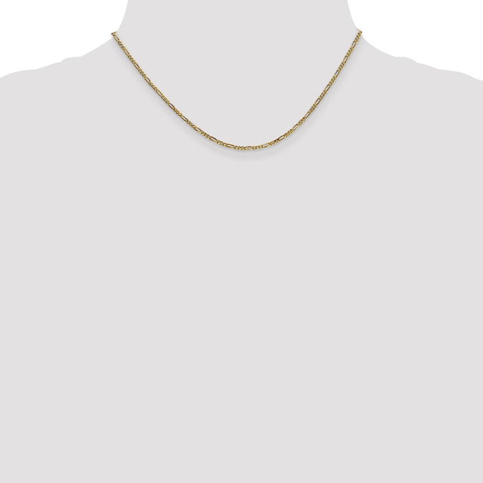 Buy Stylish 14K Gold 16-Inch Flat Figaro Chain - .85mm, Affordable Luxury!-4