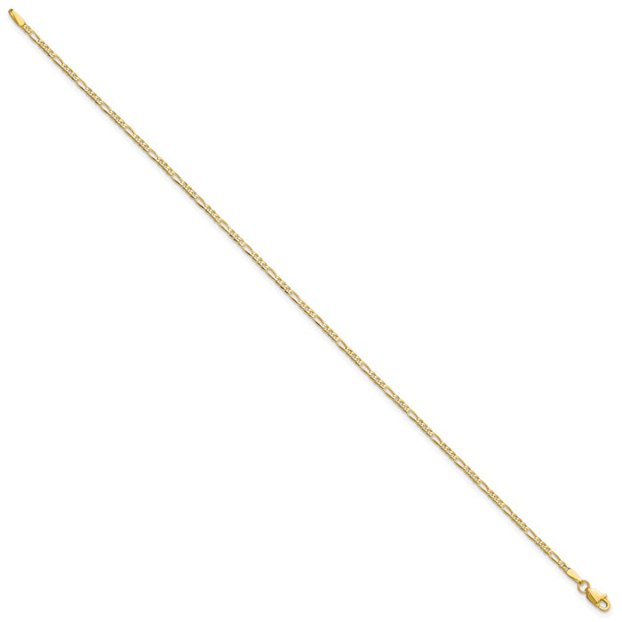 Shop Stylish 14K Gold Flat Figaro Bracelet, 7-Inch, 1.8mm - Luxury Accessory-2
