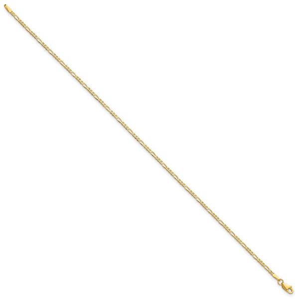 14K Gold Flat Figaro Bracelet - 1.8mm