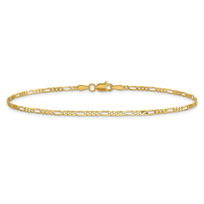 Shop Stylish 14K Gold Flat Figaro Bracelet, 7-Inch, 1.8mm - Luxury Accessory-3