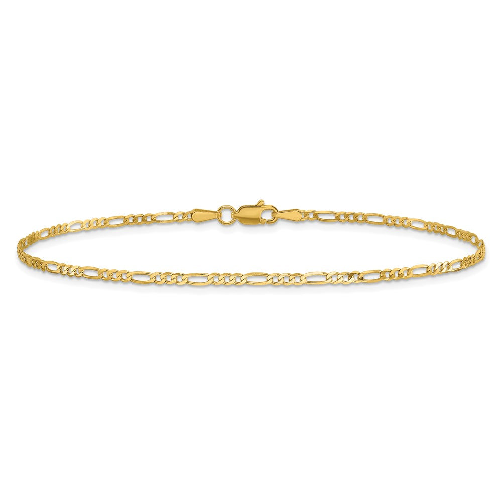 Buy Stylish 14K Gold 8-Inch Flat Figaro Bracelet - 1.8mm Luxury Design