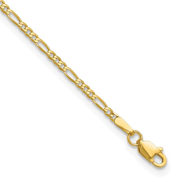 14K Gold Flat Figaro Bracelet - 1.8mm