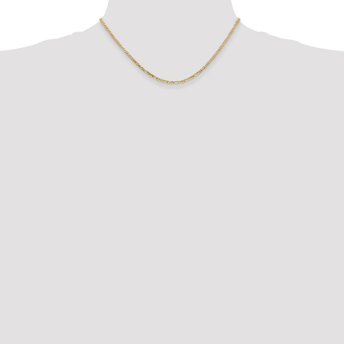 Buy 14K Gold Flat Figaro Chain 16-Inch 2.25mm - Stylish & Affordable Jewelry-4