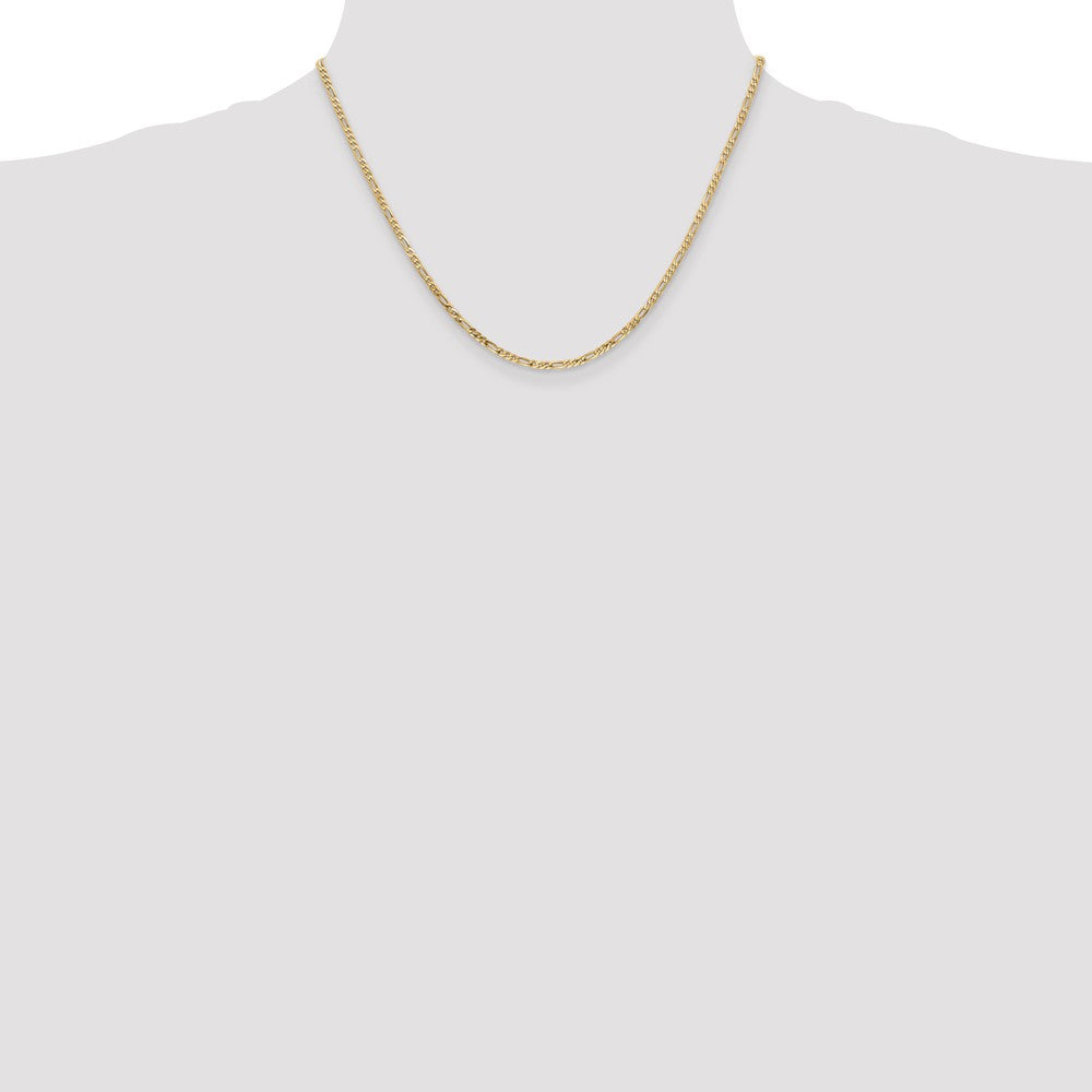 High-Quality 14K Gold 18-Inch Flat Figaro Chain - Stylish 2.25mm Design