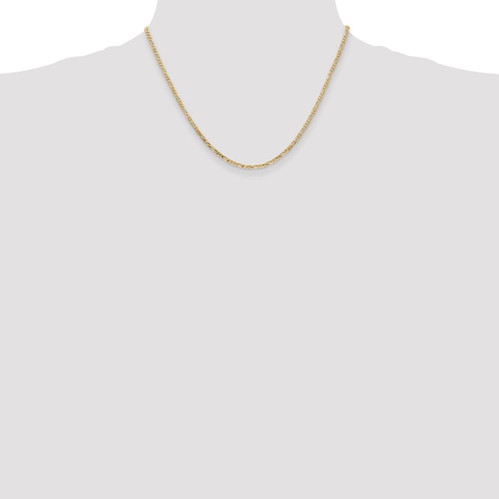 High-Quality 14K Gold 18-Inch Flat Figaro Chain - Stylish 2.25mm Design-4
