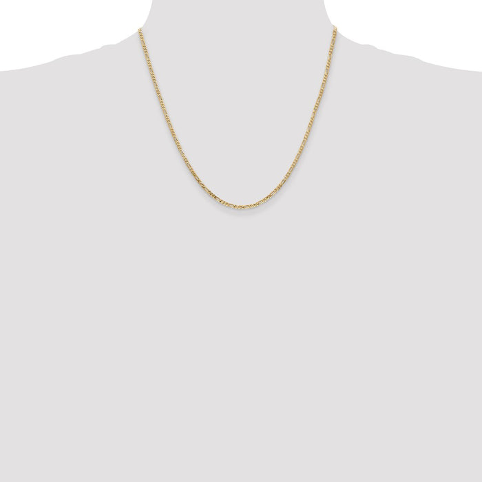Shop Luxury 14K Gold 20-Inch Flat Figaro Chain - 2.25mm, Stylish & Durable-4