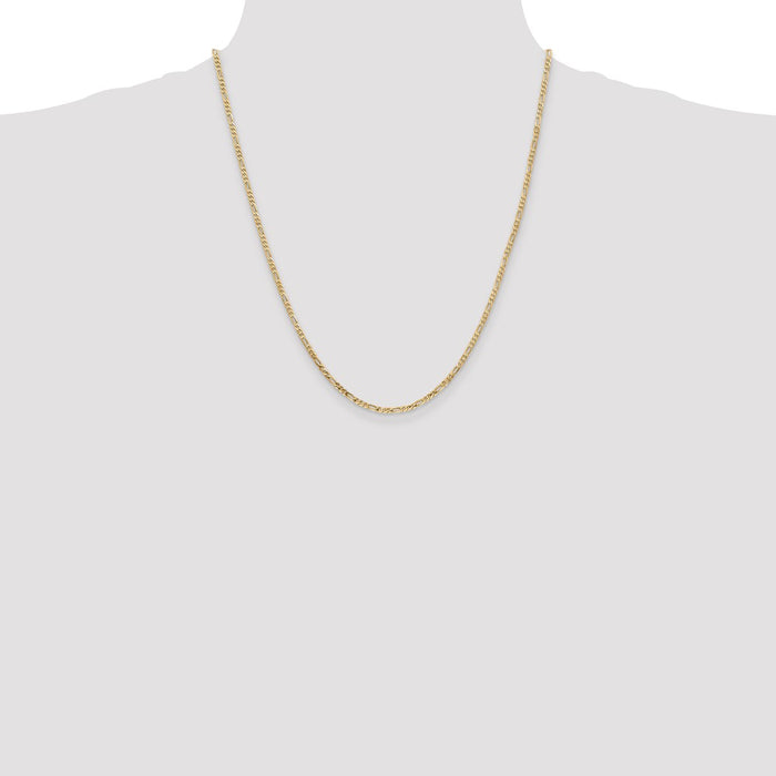 Buy Exclusive 14K Gold 22-Inch Flat Figaro Chain - Stylish 2.25mm Design-4