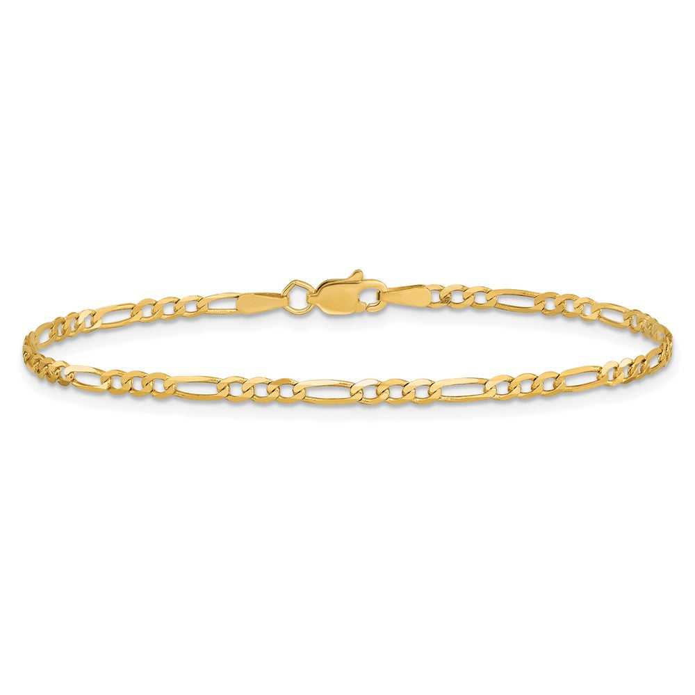 Buy Stylish 14K Gold 9-Inch Flat Figaro Anklet - 2.25mm Links, Luxury Design