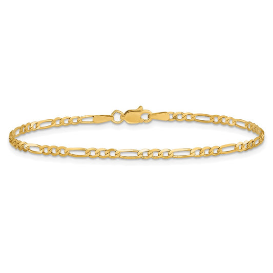 Buy Stylish 14K Gold 9-Inch Flat Figaro Anklet - 2.25mm Links, Luxury Design
