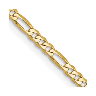 Order Stylish 14K Gold 14-Inch Flat Figaro Chain, 2.25mm, Luxury Design
