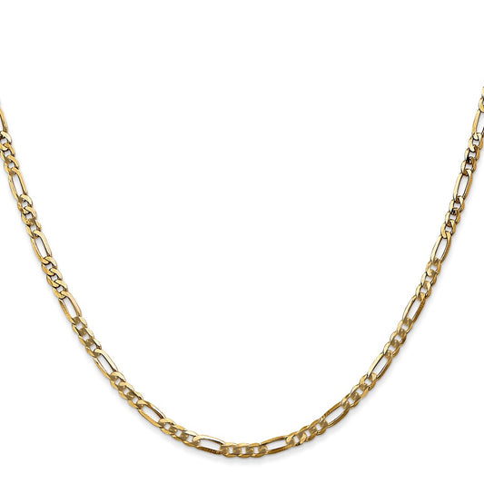 Shop 14K Gold 22-Inch Flat Figaro Chain, 2.75mm, Stylish Lobster Clasp