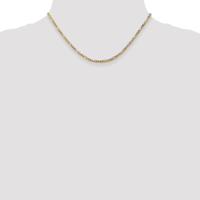 Buy Stylish 14K Gold 16-Inch Flat Figaro Chain - 2.75mm, Luxury Design-4