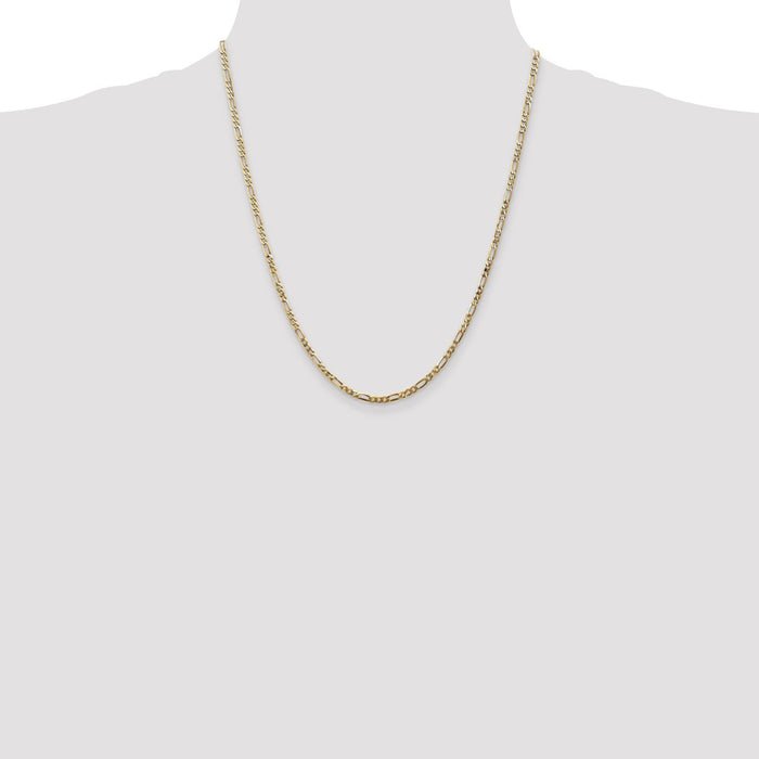 Shop 14K Gold 22-Inch Flat Figaro Chain, 2.75mm, Stylish Lobster Clasp-4