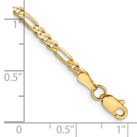 Buy Stylish 14K Gold 7-Inch Flat Figaro Bracelet - 2.75mm Links, Luxury Design