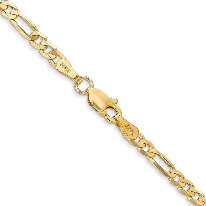 Buy Exclusive 14K Gold 22-Inch 3mm Flat Figaro Chain - Stylish & Durable-3