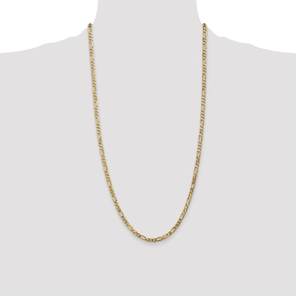 Exclusive 14K Gold 28-Inch Flat Figaro Chain - Stylish 4mm Design, Buy Now!