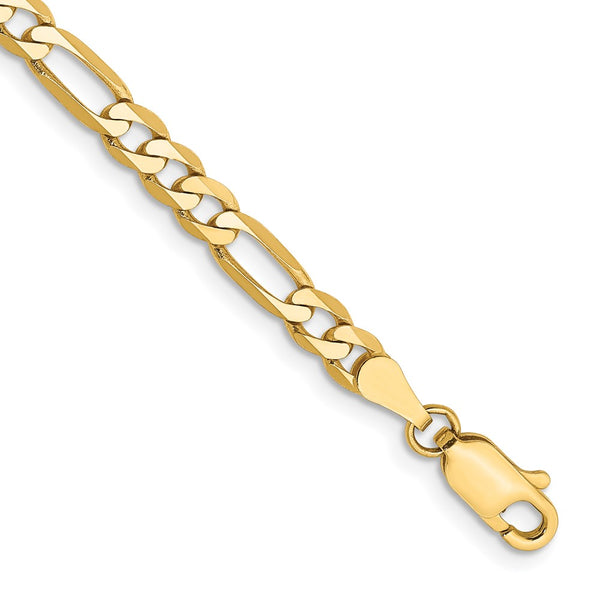 14K Gold 4mm Flat Figaro Chain Necklace