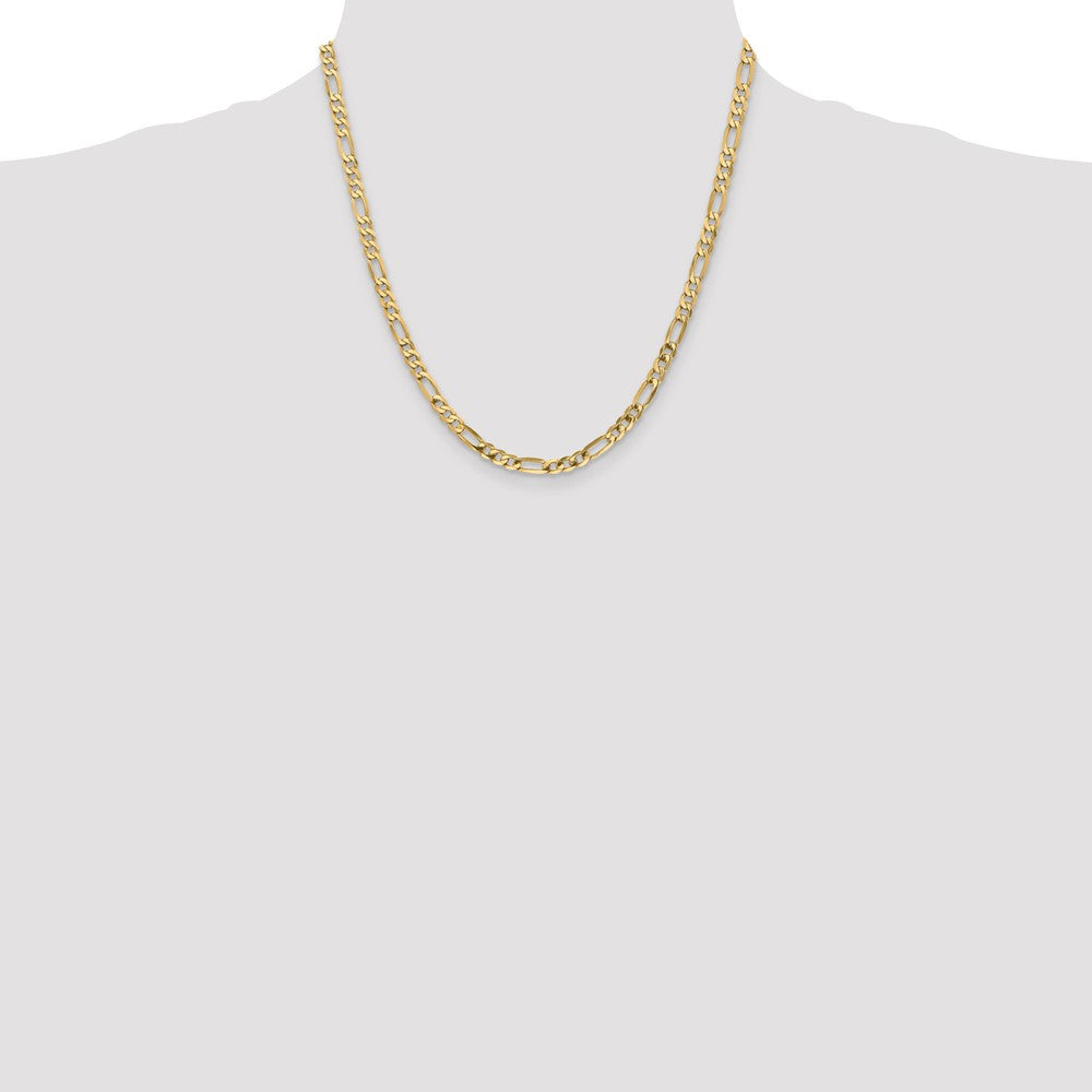 Buy Stylish 14K Gold 20-Inch 4.75mm Flat Figaro Chain - Luxury Jewelry!