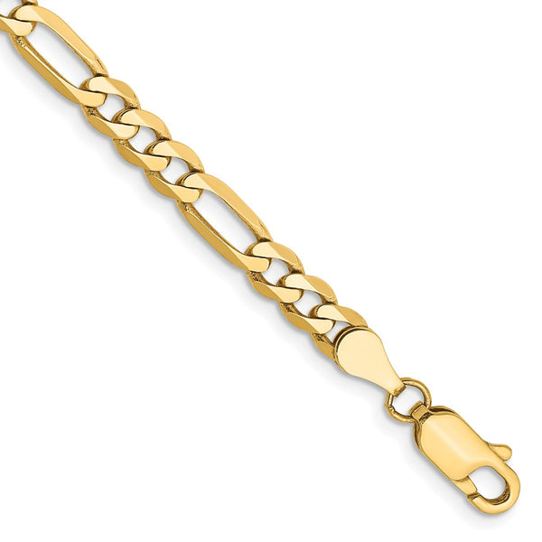 14K Gold 4.75mm Flat Figaro Chain Necklace