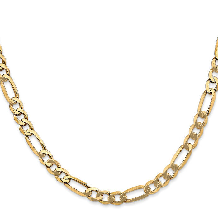 Buy 14K Gold 20-Inch Flat Figaro Chain, 5.25mm - Stylish Luxury Jewelry-2