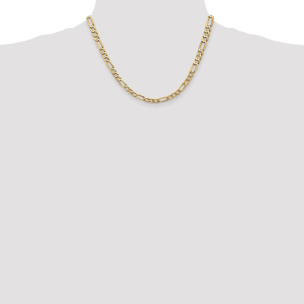Shop 14K Gold 18-Inch 5.25mm Flat Figaro Chain - Stylish Luxury Accessory
