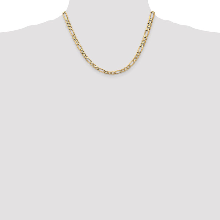 Shop 14K Gold 18-Inch 5.25mm Flat Figaro Chain - Stylish Luxury Accessory-4
