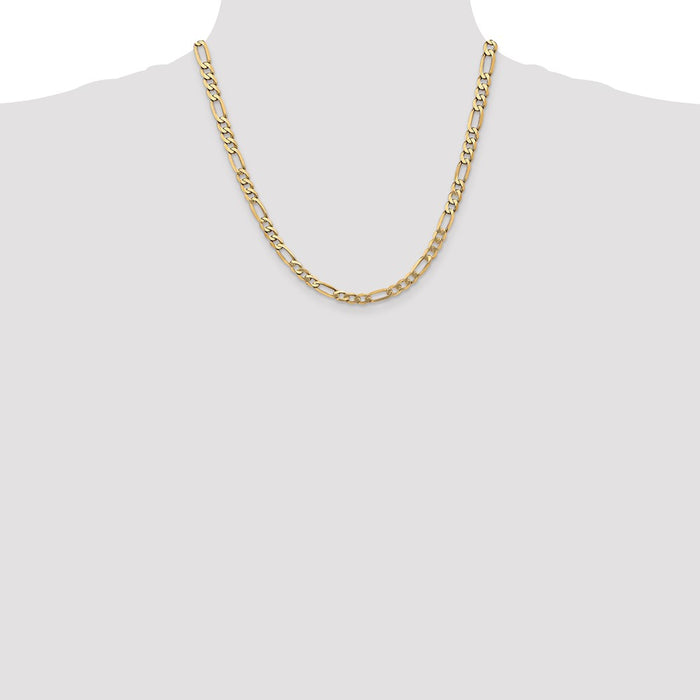 Buy 14K Gold 20-Inch Flat Figaro Chain, 5.25mm - Stylish Luxury Jewelry-4