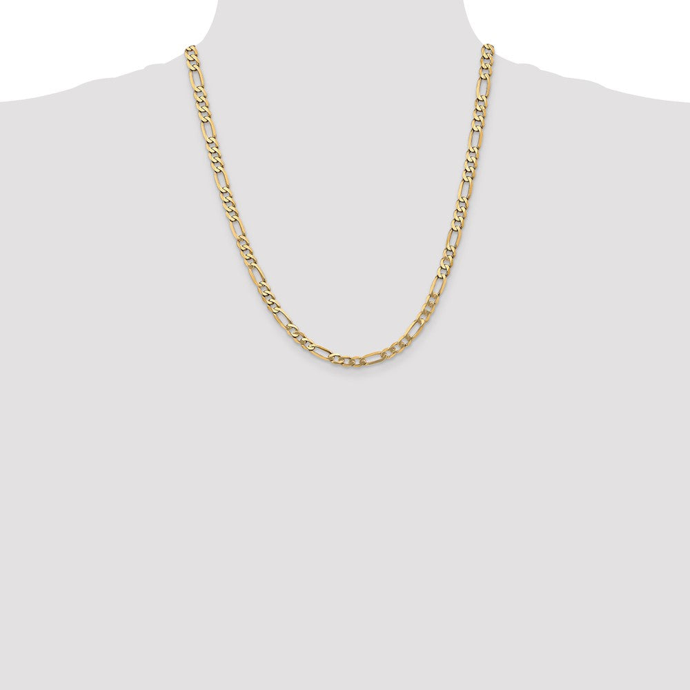 High-Quality 14K Gold 22-Inch Flat Figaro Chain 5.25mm - Stylish Luxury Piece