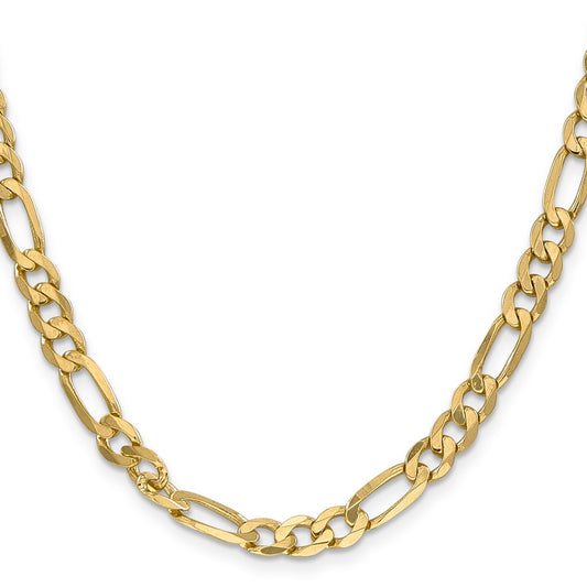 Buy Luxury 14K Gold 28-Inch Flat Figaro Chain - 6.25mm, Stylish Clasp