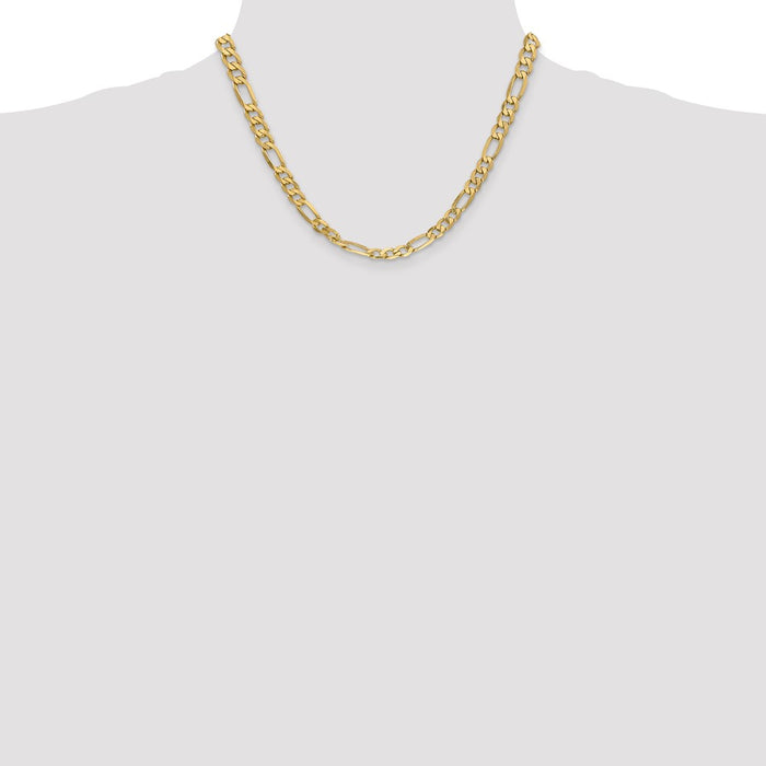 Buy Luxury 14K Gold Flat Figaro Chain - 18" Long, 6.25mm Stylish Design-4