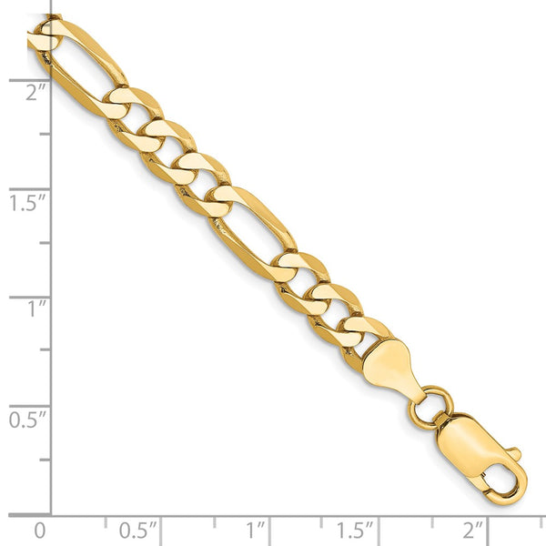 14K Gold Flat Figaro Bracelet - 6.25mm Links