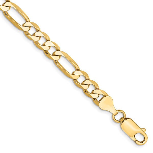 14K Gold Flat Figaro Bracelet - 6.25mm Links