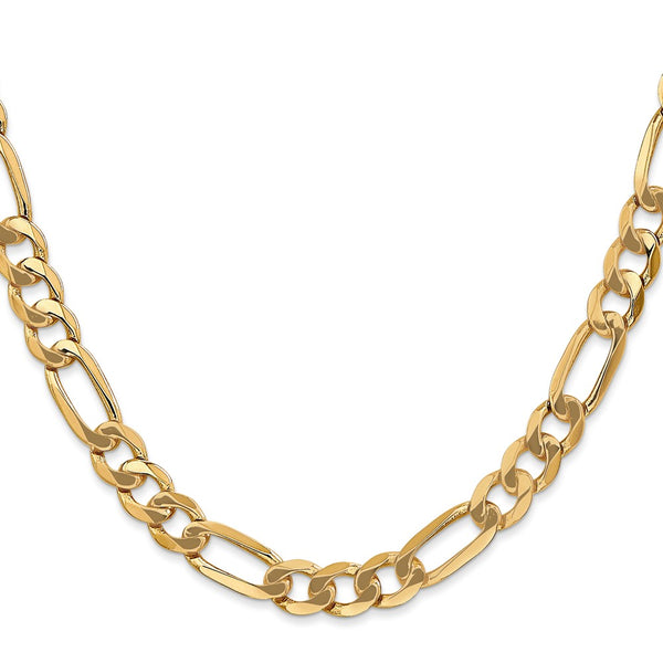14K Gold 7mm Flat Figaro Chain
