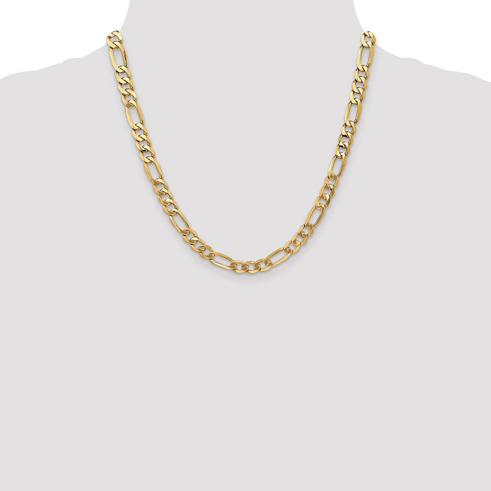 High-Quality 14K Gold 20-Inch 7mm Flat Figaro Chain - Stylish & Affordable!