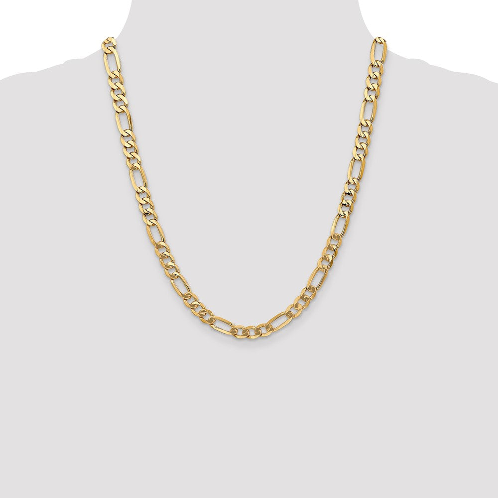 Shop Exclusive 14K Gold 22-Inch 7mm Flat Figaro Chain - Stylish & Durable!