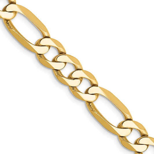 Shop 14K Gold 26-Inch 7mm Flat Figaro Chain - Stylish & Affordable Luxury