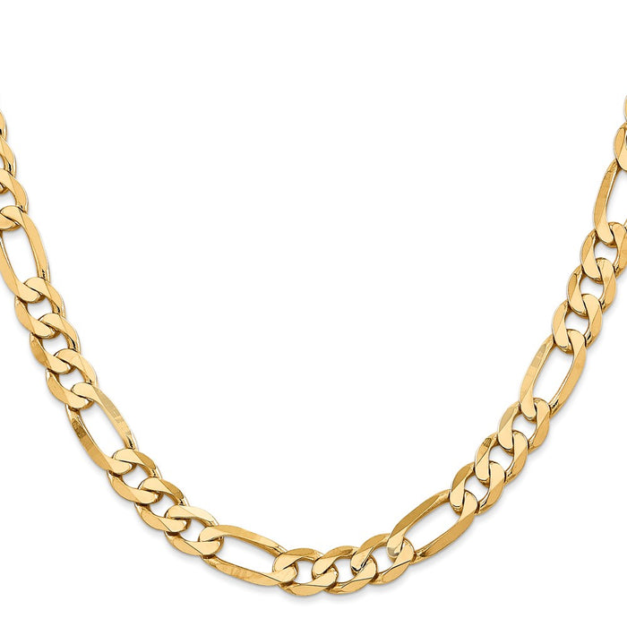 Shop Stylish 24-Inch 14K Gold Flat Figaro Chain - 7.5mm, Luxury Design-2