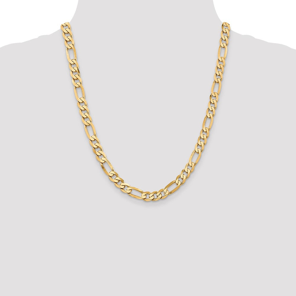 High-quality 14K Gold Flat Figaro Chain 22-Inch 7.5mm - Stylish Luxury