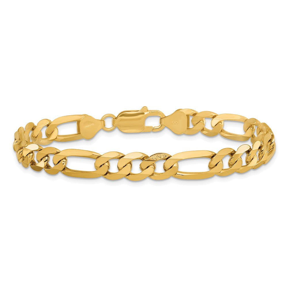 High-Quality 14K Gold 9-Inch Flat Figaro Chain - Stylish 7.5mm Links