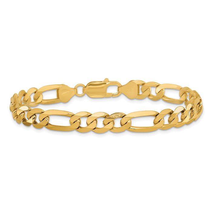 High-Quality 14K Gold 9-Inch Flat Figaro Chain - Stylish 7.5mm Links-3