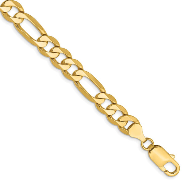 14K Gold Flat Figaro Chain - 7.5mm Links