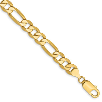 High-Quality 14K Gold 9-Inch Flat Figaro Chain - Stylish 7.5mm Links