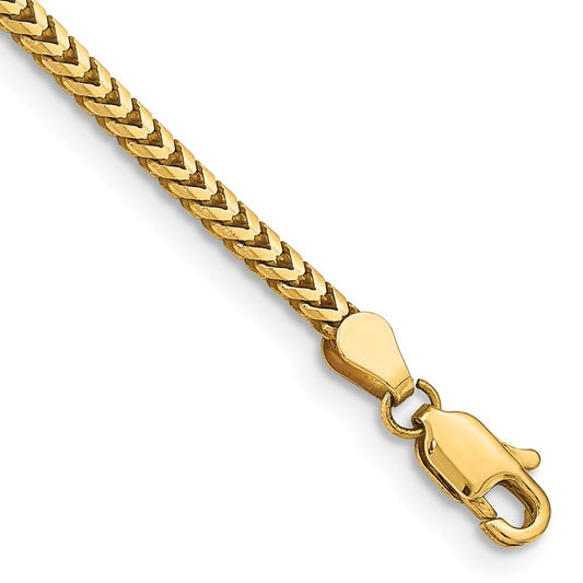 Buy Stylish 14K Gold Franco Bracelet - 7-Inch, 2.5mm, Luxury Accessory