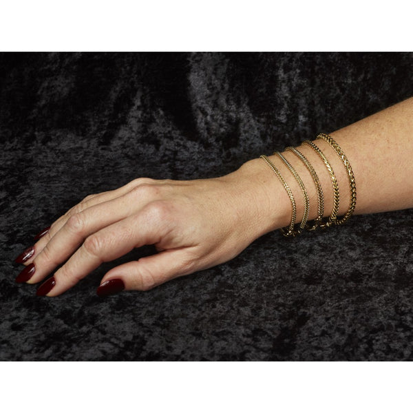 14K Gold Franco Bracelet, 3.7mm, Lobster Clasp