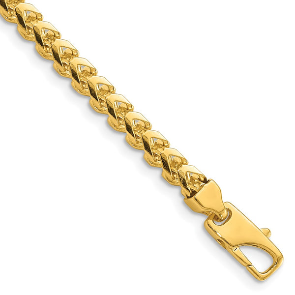 14K Gold Franco Bracelet, 3.7mm, Lobster Clasp