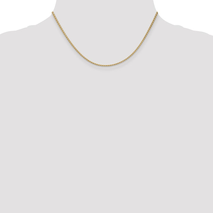 Exclusive 14K Gold 16-Inch Flat Wheat Chain - Stylish 1.9mm Lobster Clasp-4