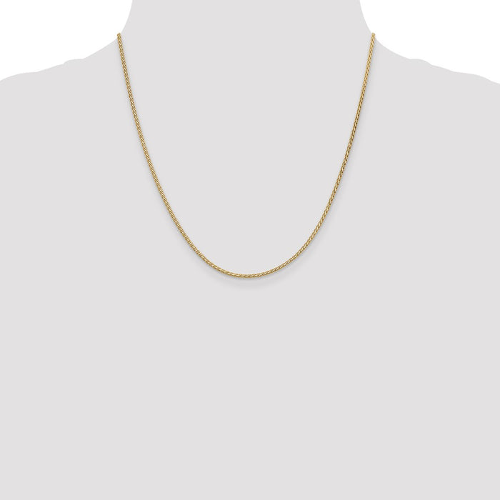 High-Quality 14K Gold 20-Inch 1.9mm Flat Wheat Chain - Stylish & Durable-4