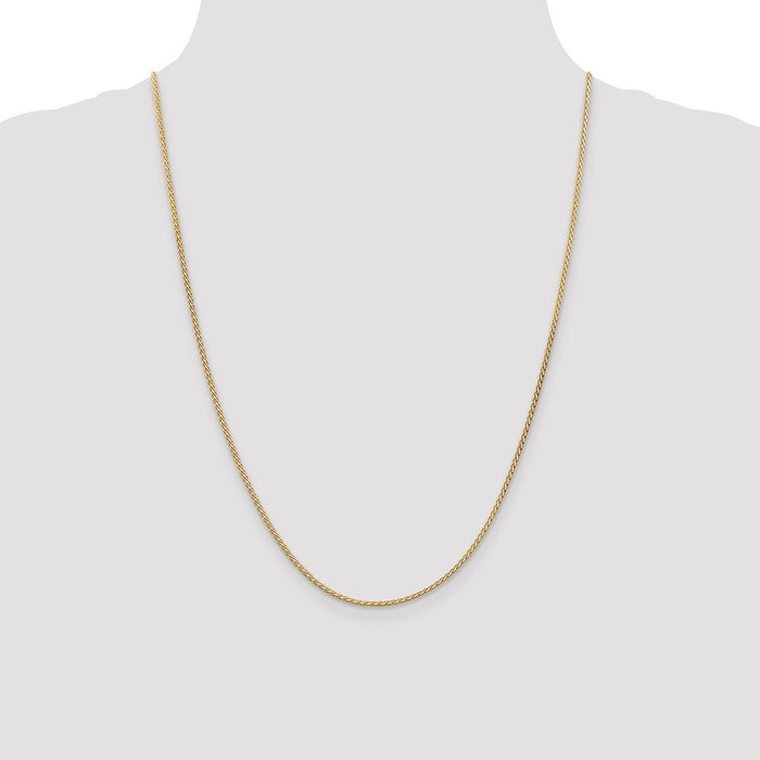 Buy 14K Gold 24-Inch 1.9mm Flat Wheat Chain - Stylish & Durable Design!-4