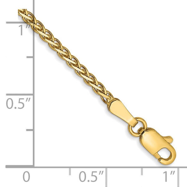 14K Gold 7-Inch Flat Wheat Bracelet - 1.9mm