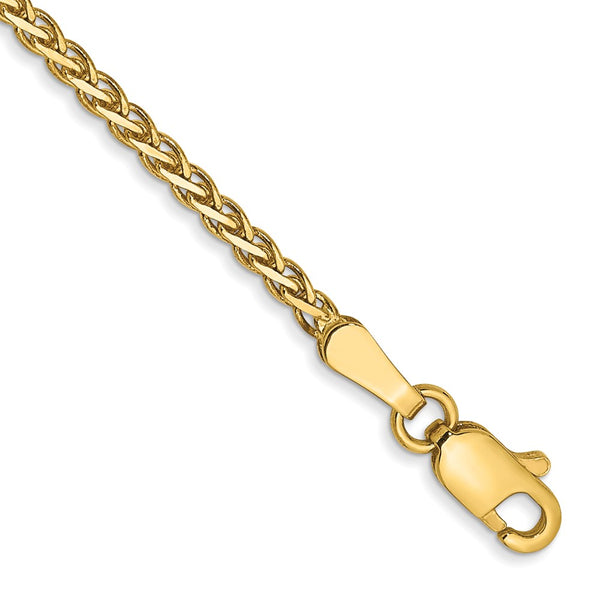 14K Gold 7-Inch Flat Wheat Bracelet - 1.9mm